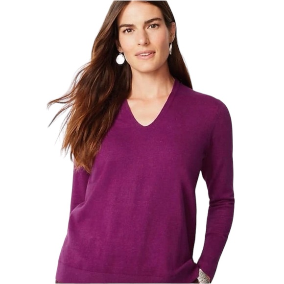 J.Jill 100% Merino Wool High Ribbed-Sleeves Sweater RED size Medium - Picture 1 of 15